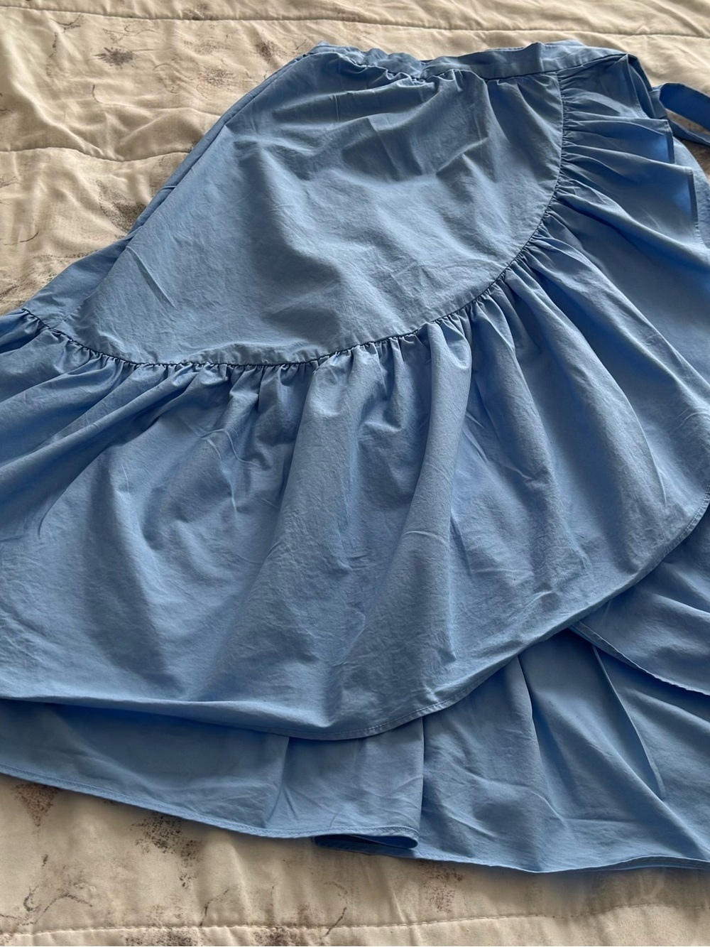 J. Crew periwinkle Blue Ruffle wrap Midi Skirt, size 000 feminine adjustable - Picture 6 of 16
